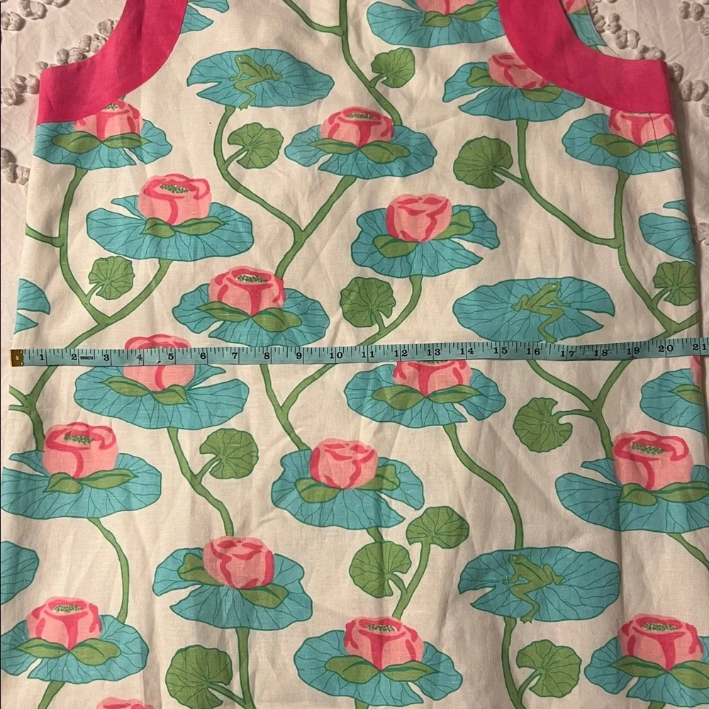 Lilly Pulitzer Vintage Shift Dress Pink Green Floral Size 10 Frogs 90s FLAWED - Picture 9 of 12